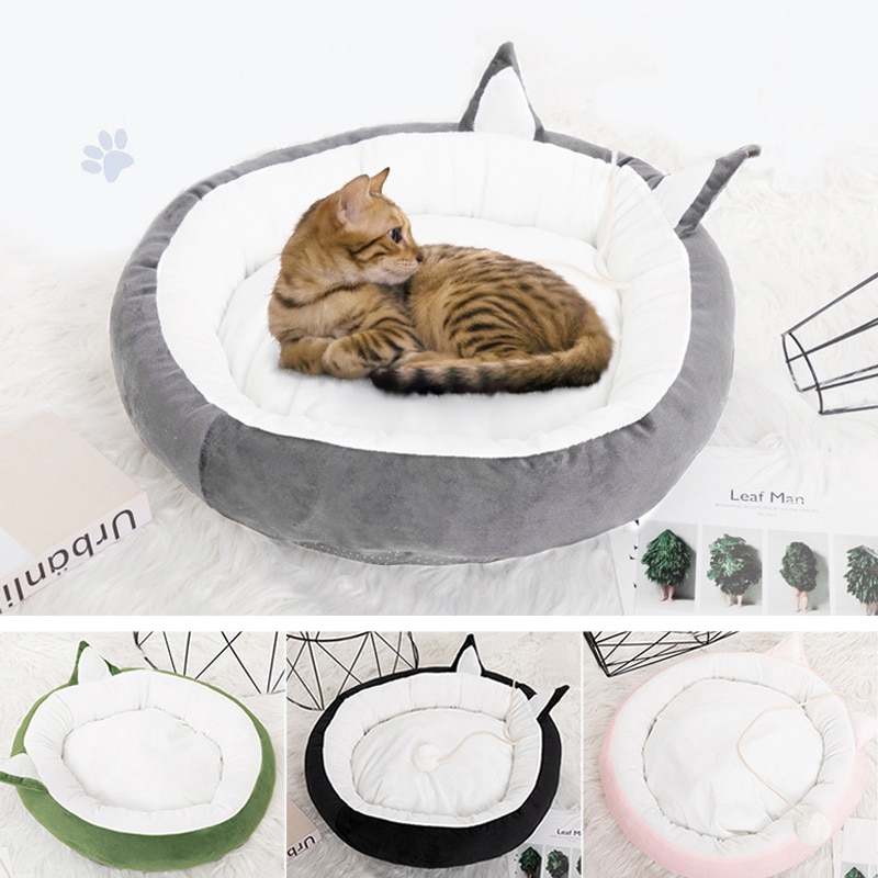 Lit rond et doux pour animaux de compagnie, niche d'hiver pour chiens et chatons, panier de couchage pour chatons et chatons, coussin de canapé confortable