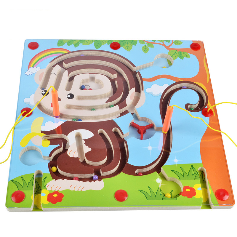 Holz Magnetischen Stift Track Labyrinth Puzzle Spiel Eltern-kind-Pädagogisches Spielzeug Baby Intelligenz Entwicklung Lernen Spielzeug für Kinder: 3-Xiao Hou