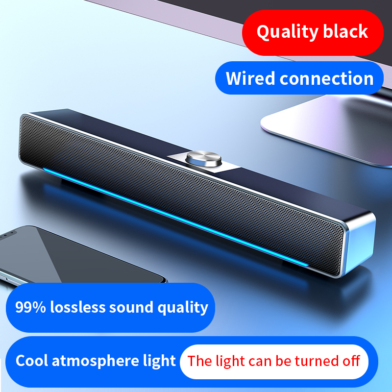 MC Computer Speaker Stereo Sound subwoofer Speaker 3.5mm Aux For Macbook Laptop Notebook PC Music Player Loudspeaker: Black Standard