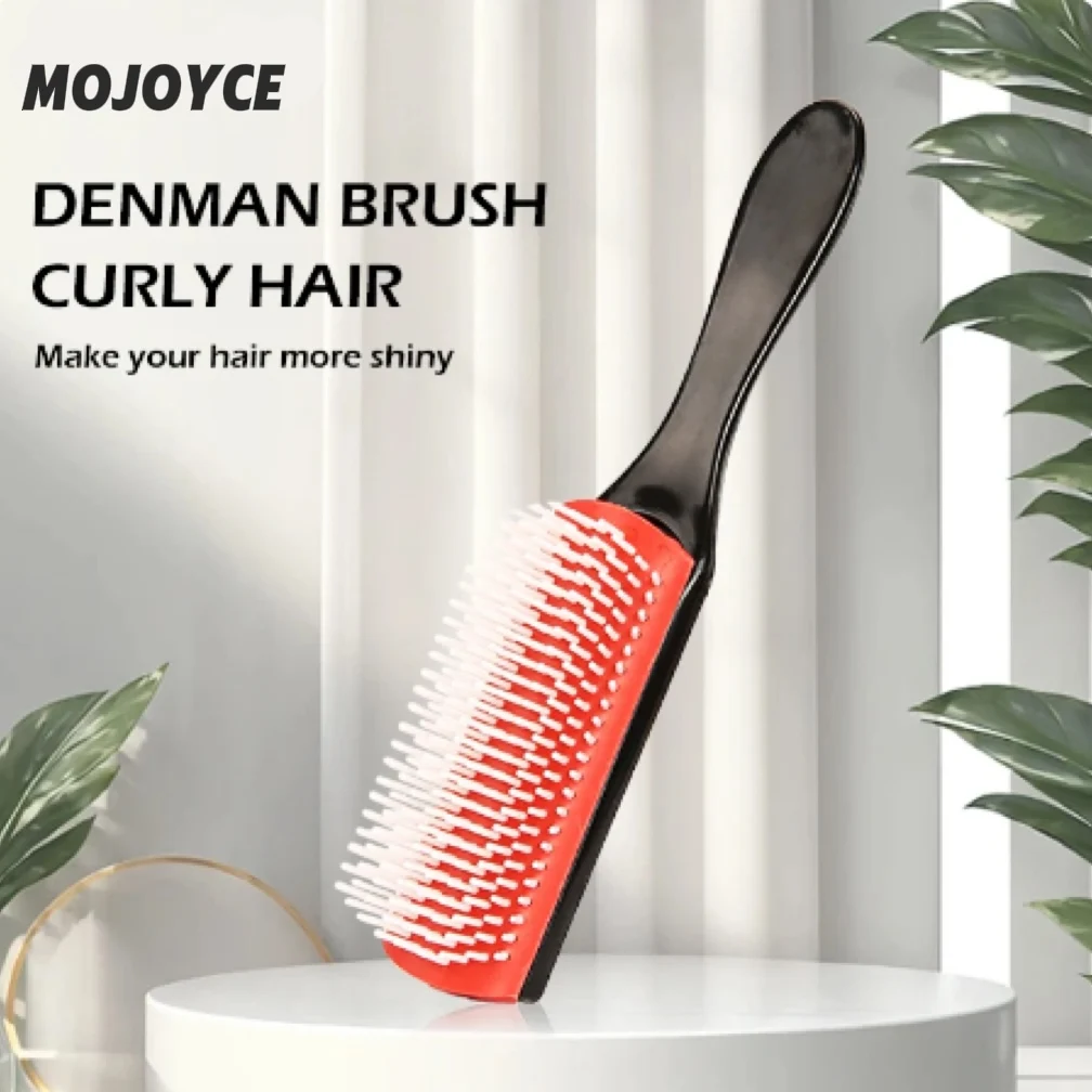 Denman-cepillo de pelo desenredante para hombres y mujeres, masajeador de cuero cabelludo, peine húmedo recto, cepillo de pelo rizado de salón, 7 filas