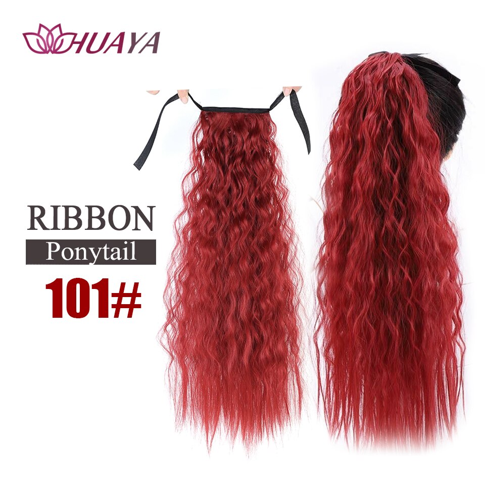 HUAYA Long Straight Clip In Hair Tail False Hair Ponytail Hairpiece With Hairpins Natural Synthetic Hair Extensions Pony Tail: 0022B-101