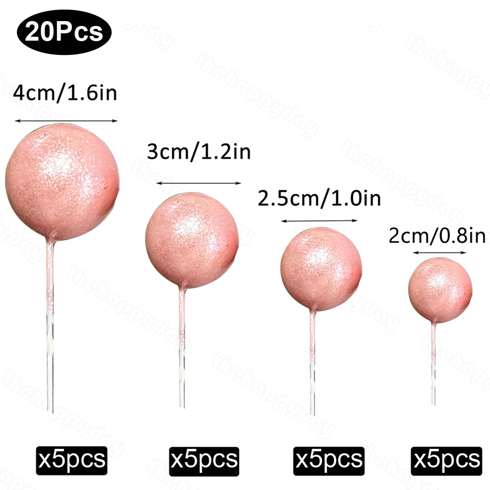 20 stuks Ballen Cake Toppers Goud Zilver Bal Gelukkige Verjaardag Cake Topper DIY Cupcake Topper voor Taart Decoraties Baby Douche Bruiloft