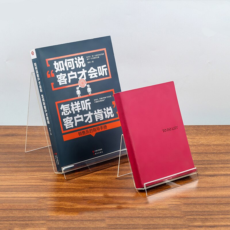 1Pcs Book Display Stand Desktop Book Holder Transparent Acrylic Book Shelf Vertical Book Textbook Display Stand Transparent