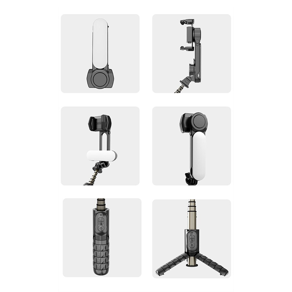 Wireless Handheld Gimbal Stabilizer Mobile Phone Selfie Stick with Fill Light Shutter for IOS Android Smartphone Tripod