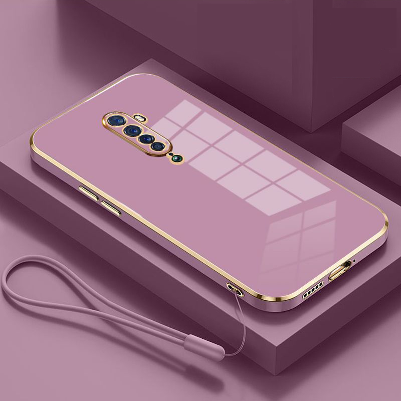 Pour OPPO Reno2 F étui oppo Reno2z coque de téléphone Oppo Reno 2 étui CPH1989 CPH1907 couverture de luxe placage carré antichoc couverture arrière: EVA / Marron