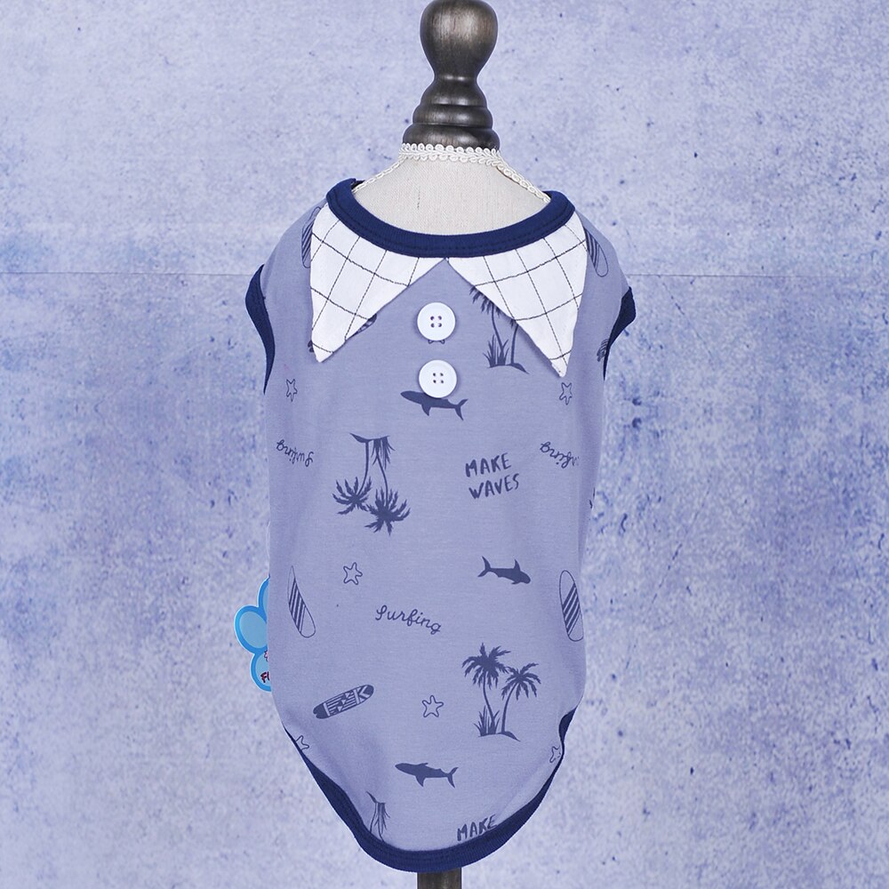 Boy Dog Cat Shirt T-shirt Floral Pet Puppy Shirts Spring/Summer Clothing Apparel 5 Sizes 4 Colours: Dark Blue / XL