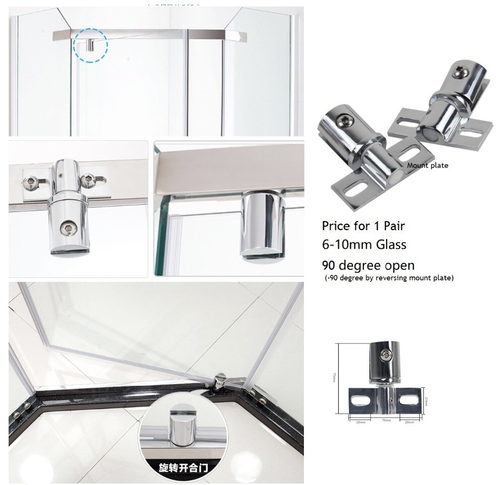 2Pcs/Lot Premintehdw Brass Zinc Shower Box Frameless Glass Door Pivot Hinge