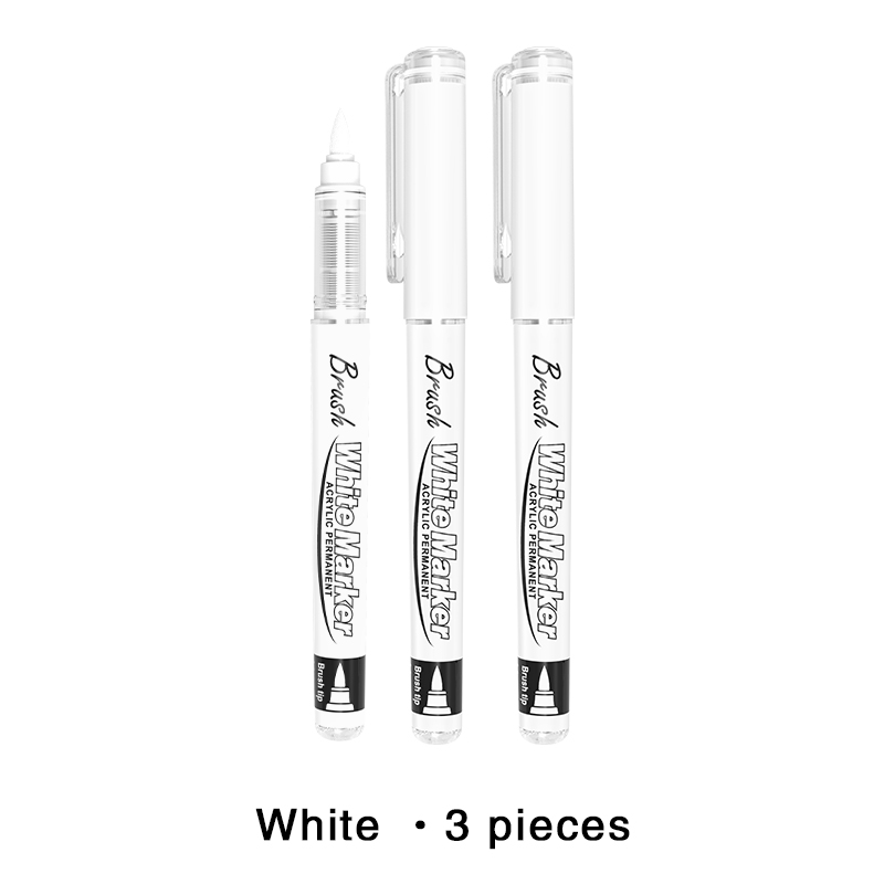 Rotuladores de pintura blancos líquidos rectos, pincel acrílico, marcador permanente blanco para dibujar pintura en roca, piedra y cerámica, 3/6/10 Uds.: Blanco