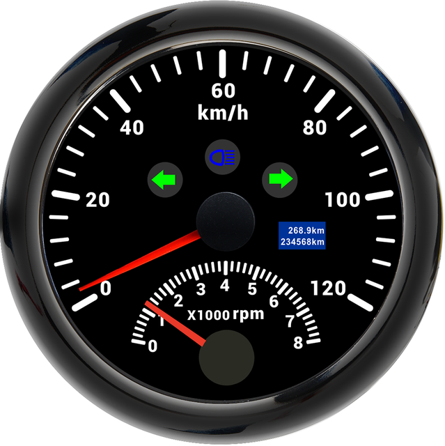 Waterproof Digital GPS Speedometer 85MM Boat Car Speed Meter Gauge 120KMH 200KMH 120MPH 200MPH Tachometer Gauge RPM Sensor 9-32V: Black  0-120MPH