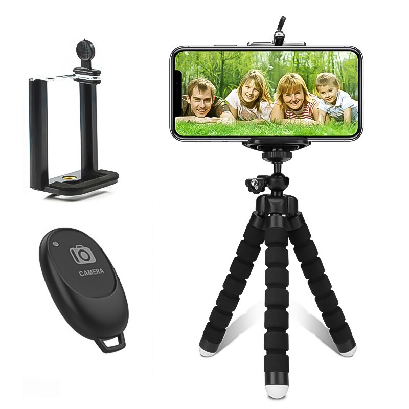 Flexible Octopus Mobile Phone Holder Tripod Stand For Smartphone Camera Bracket Bluetooth Remote Selfie Expanding Stand Mount: Black B