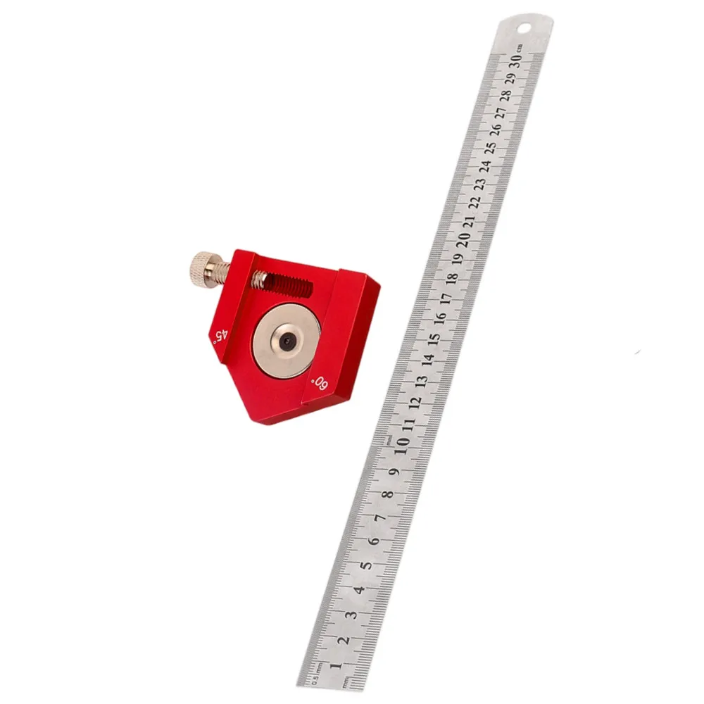 Steel Ruler Positioning Block 45/60/90 Degree Angle Scriber Line Marking Gauge Woodworking Square Scribe for Ruler Locator: Orange