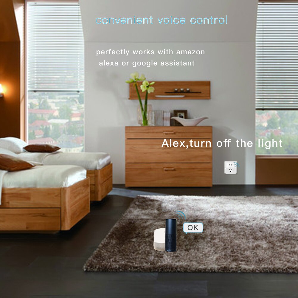 WiFi Smart Socket US 15A Power Plug Timing Function SmartLife APP Control Works with Alexa Google Voice Control