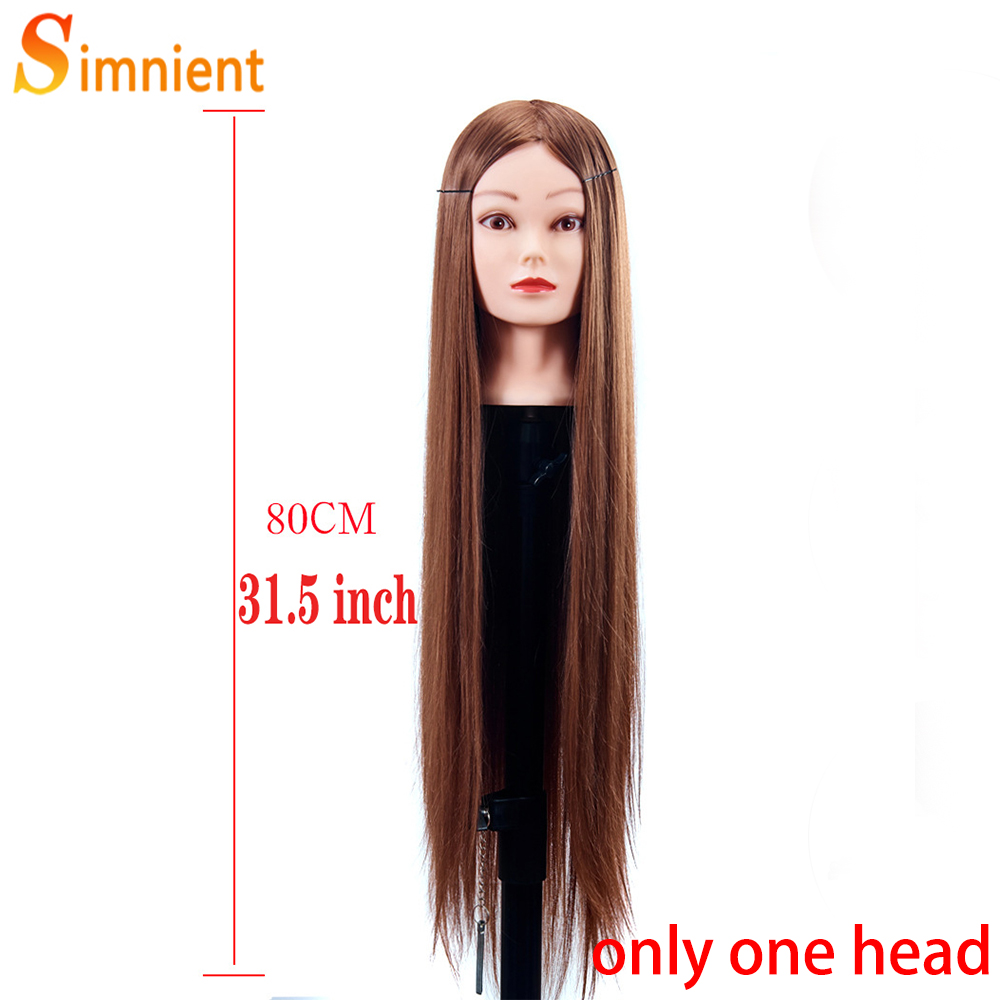 Female Mannequin Head With Synthetic Hair For Hair Training Styling Solon Hairdresser Dummy Doll Head For Practice Hairstyle: light brown
