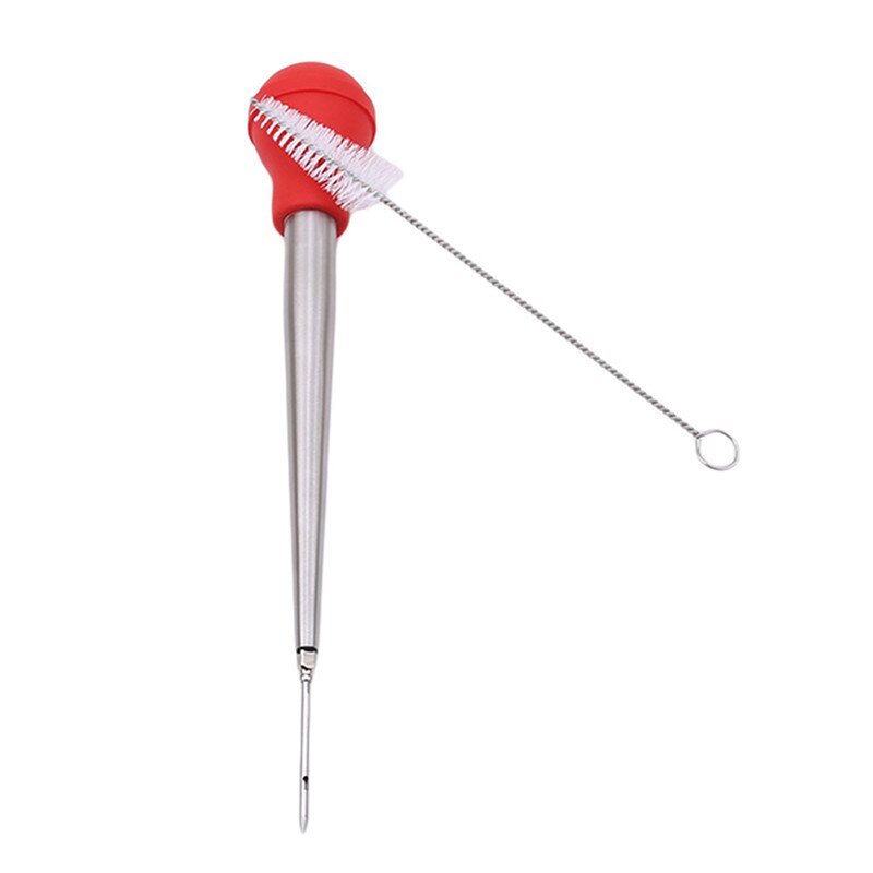 Rvs Kip Turkije Baster BBQ Flavour Spuit Sap Keuken Bedruipen Pomp FDA Siliconen Lamp Gevogelte Marinade Injector