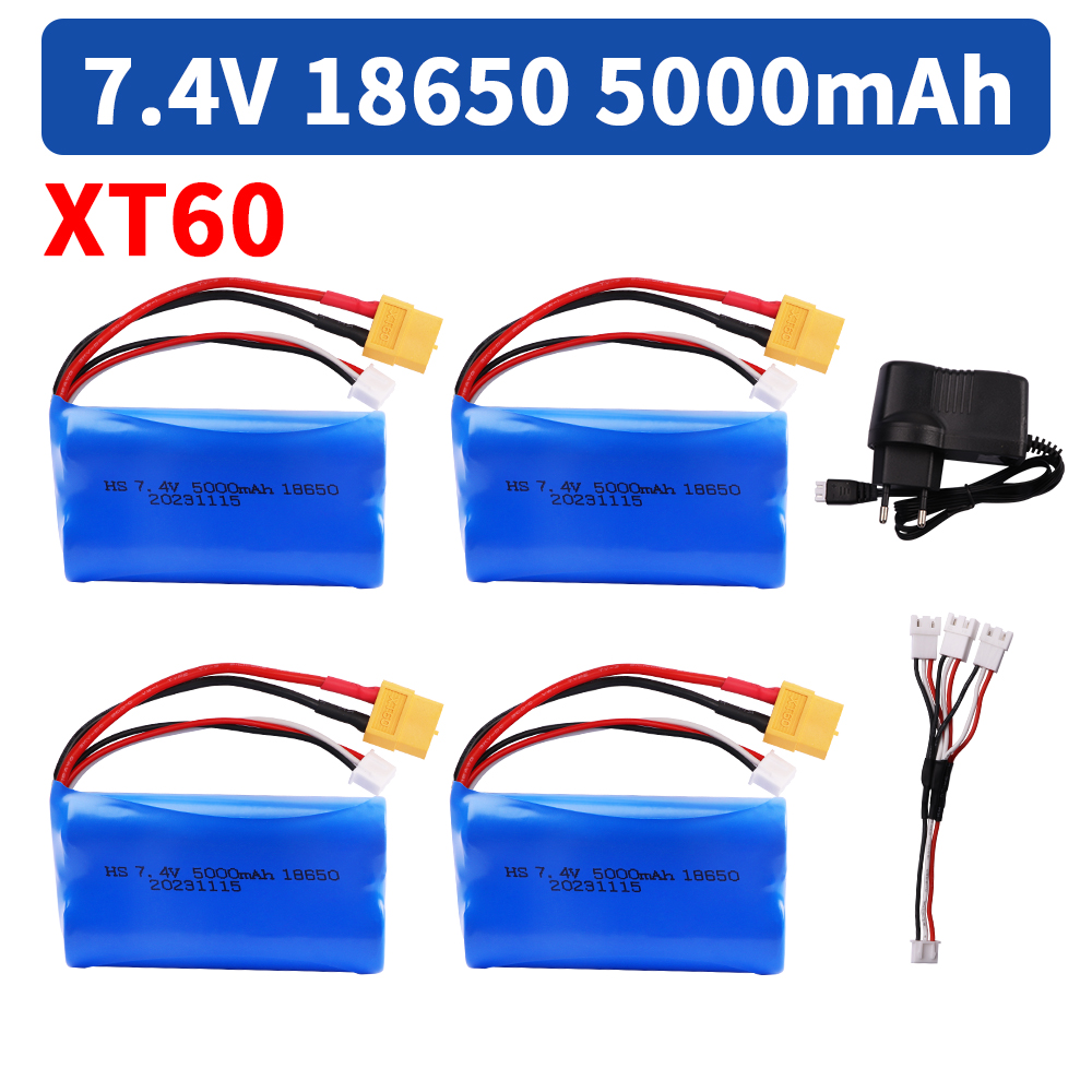 Batería Para Henglong 3818 3819 3838 3839 3889 3898 3899 3908 3918 3938 3939 1/16 7,4 5000 tanque RC V mAh batería de iones de litio con enchufe XT60