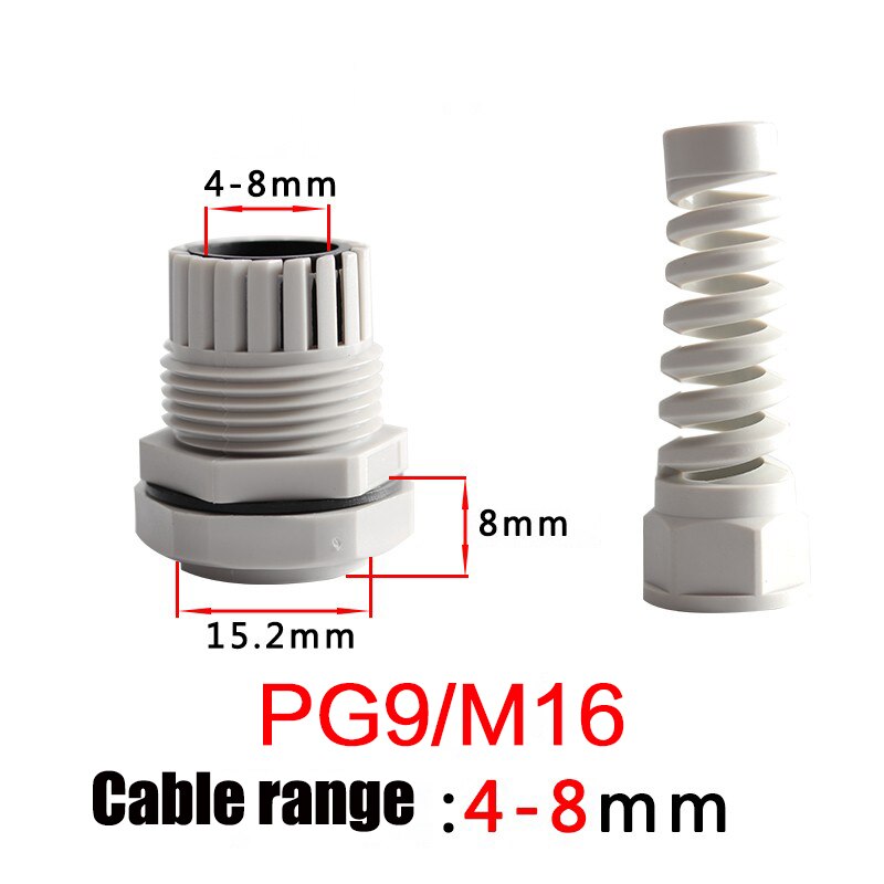 5PCS IP68 waterproof cable seal sleeve connector plastic screw stress protector M12 PG7 / PG9 / PG11 3-6mm anti-bending: PG9-M16