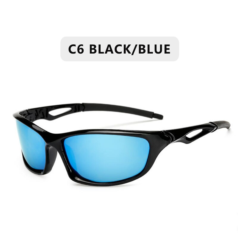 Polarized Sunglasses Men Brand Square Sports Sun Glasses for Men Driving Fishing Black Frame Goggle UV400: C6