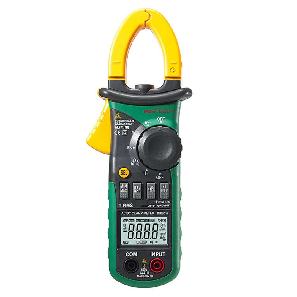 Mastech MS2108 Digitale Ac/Dc Stroomtang Tester Display Lcd Vero Rms Auto/Manuale Gamma Corrente Frequenza Tensione meter