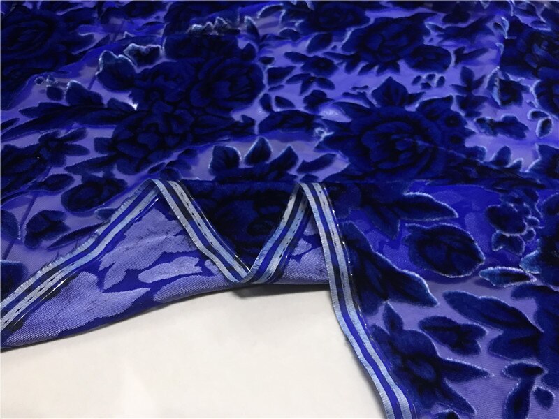 Tummansininen pioni kukka sametti 100%  silkkikangasta pleuche ikäkauden mulperi samettikankaat cheongsam mekko hame puku