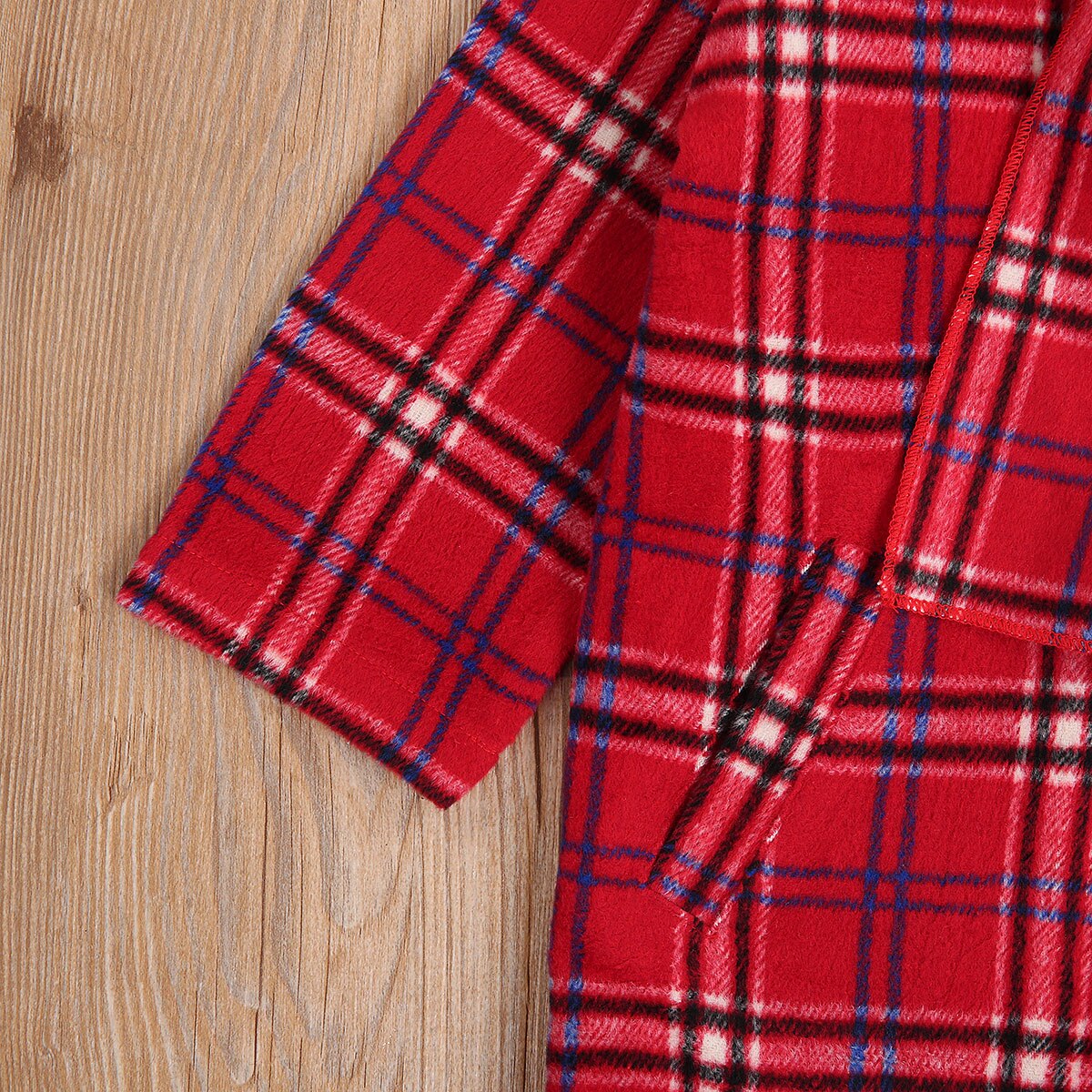 Red Plaid Girl Shirt Toddler Kids Child Blouse Xmas Casual Long Sleeve Top Button Pocket Children Stand Collar