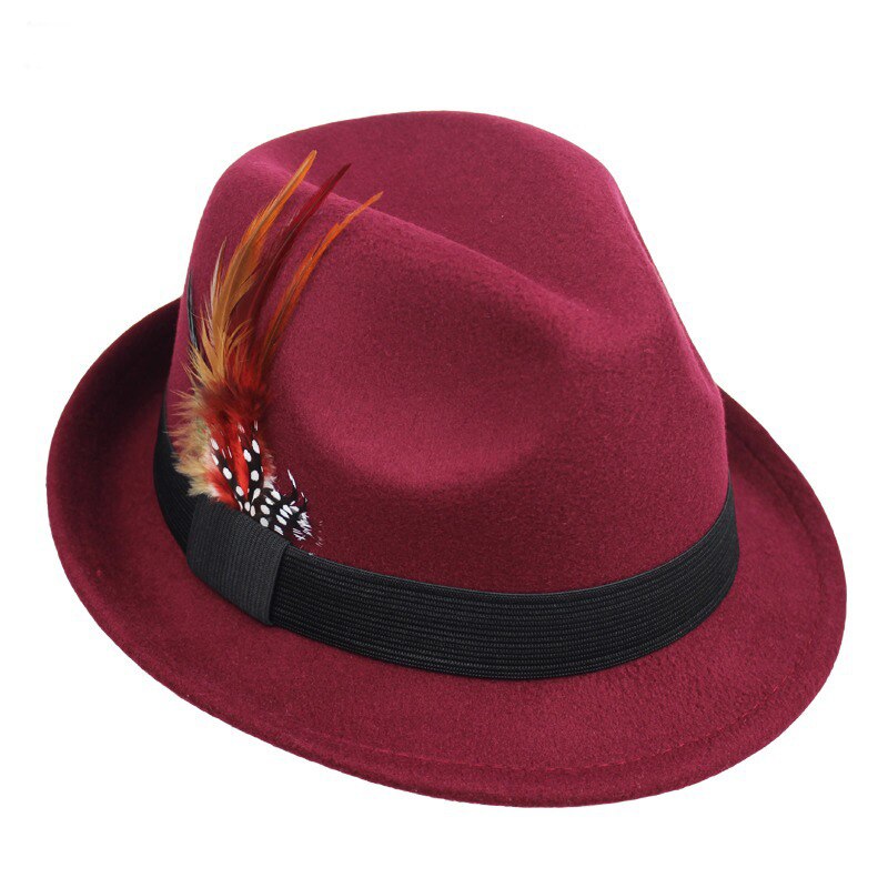 Mannen Vrouwen Manhattan Gestructureerde Gangster Trilby Fedora Hoed: Wine red