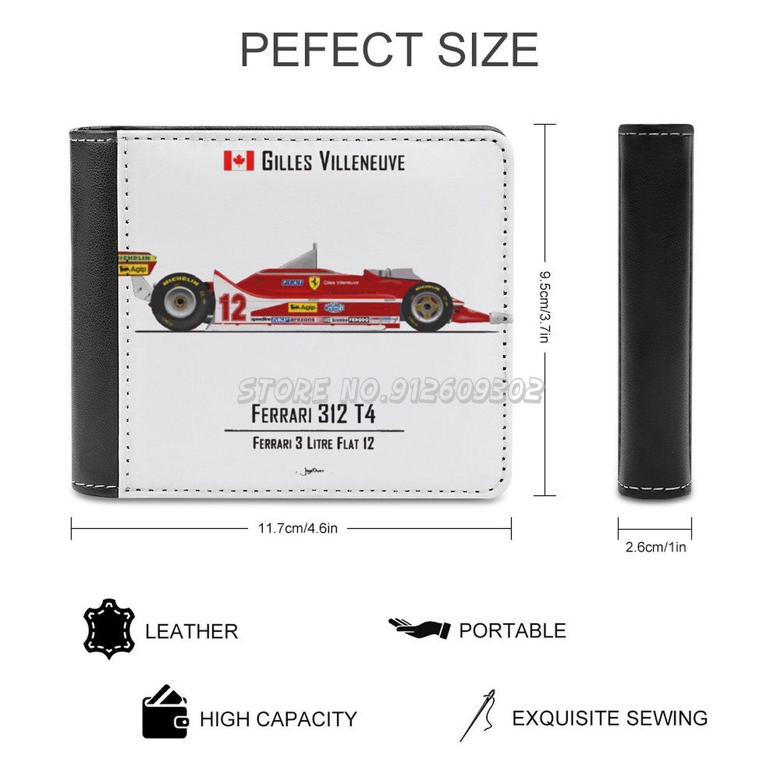 Gilles villeneuve -312 t4 #39 -geldbörse aus leder, kreditkartenetui, kurze geldbörse, gilles villeneuve 312 t4 großartig prix motorrad
