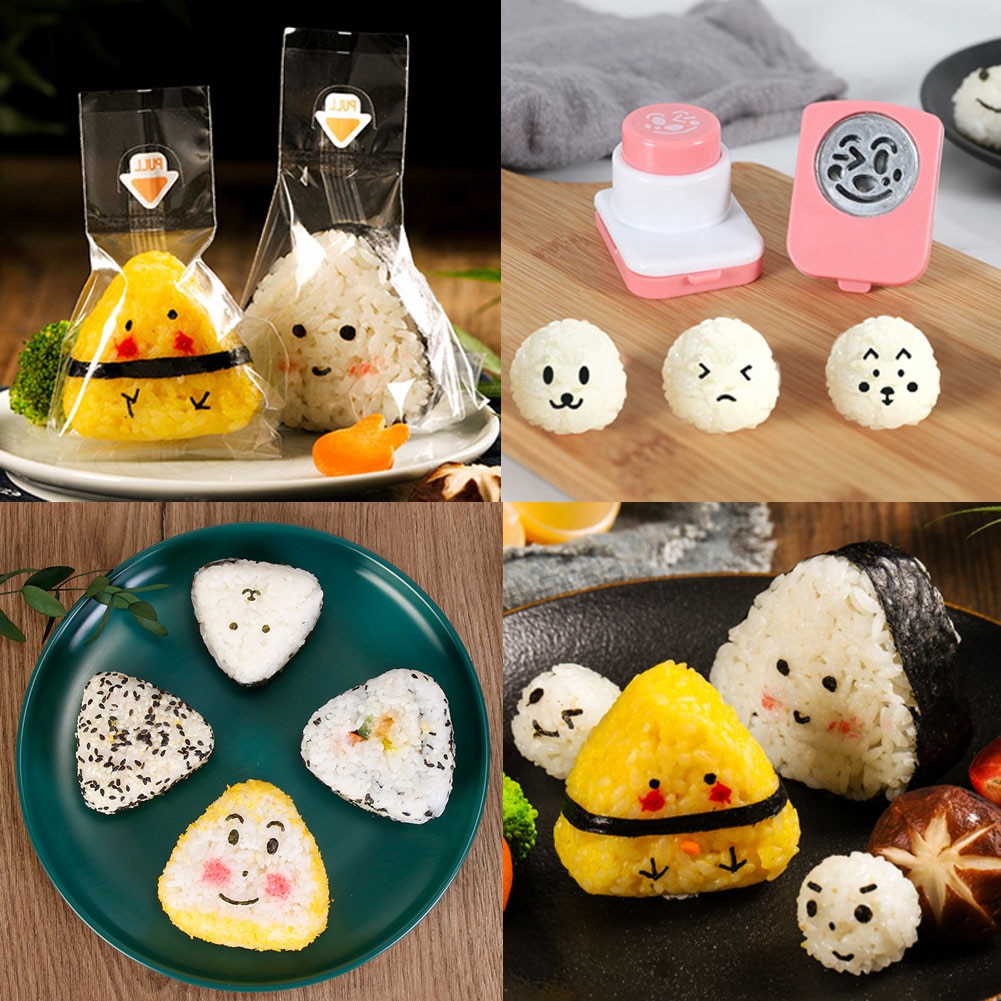 Cartoon Rice Ball Molds DIY Smiling Face Shape Sushi Maker Mould Seaweed Cutter Rice Ball Kitchen Bento Decoration Accessories
