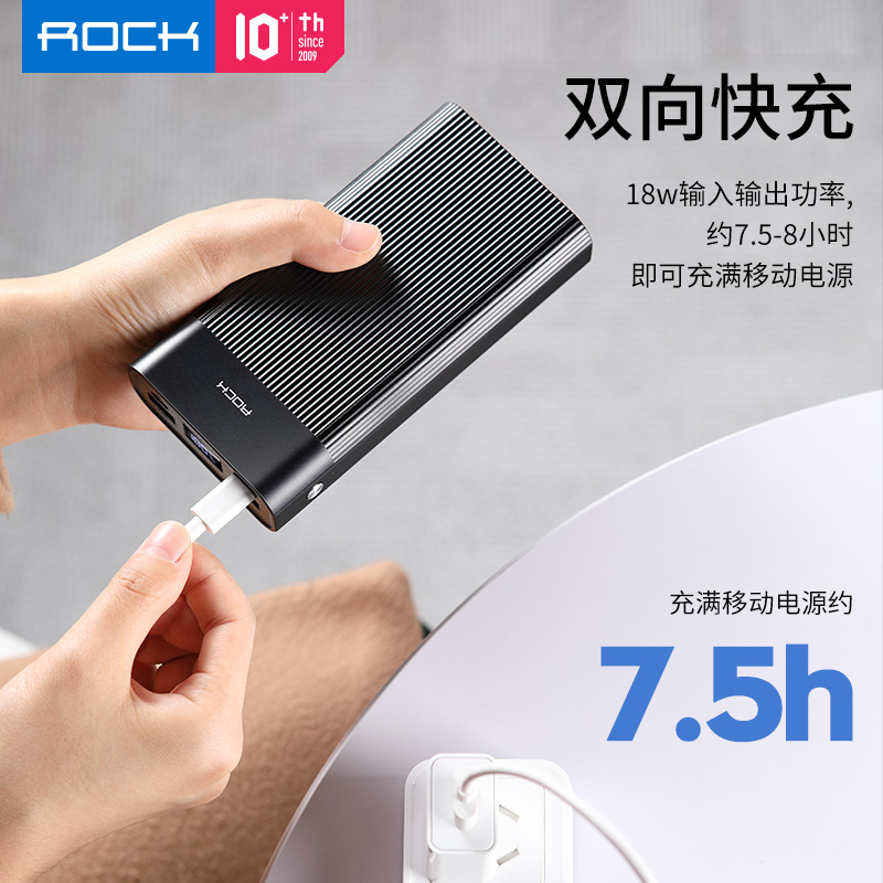 ROCK LED Digital Display 20000mAh Power Bank Dual USB 18W PD3.0 QC3.0 Schnelle Lade Poverbank für iPhone 11 Huawei FCP Batterie