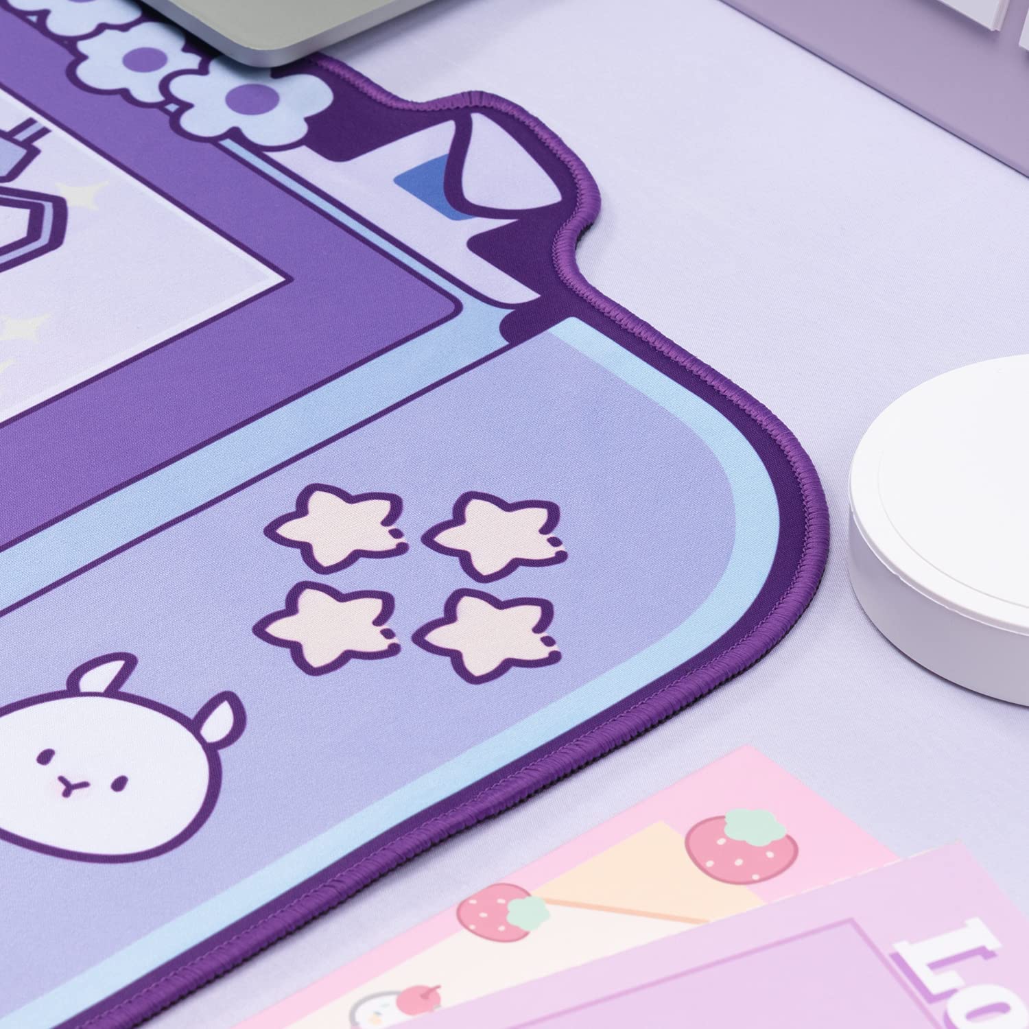 Large Kawaii Gaming Mouse Pad Cute Pink Purple Sakura Bunny Desk Pad Water Proof Nonslip Laptop Desk Accessories for Gaming