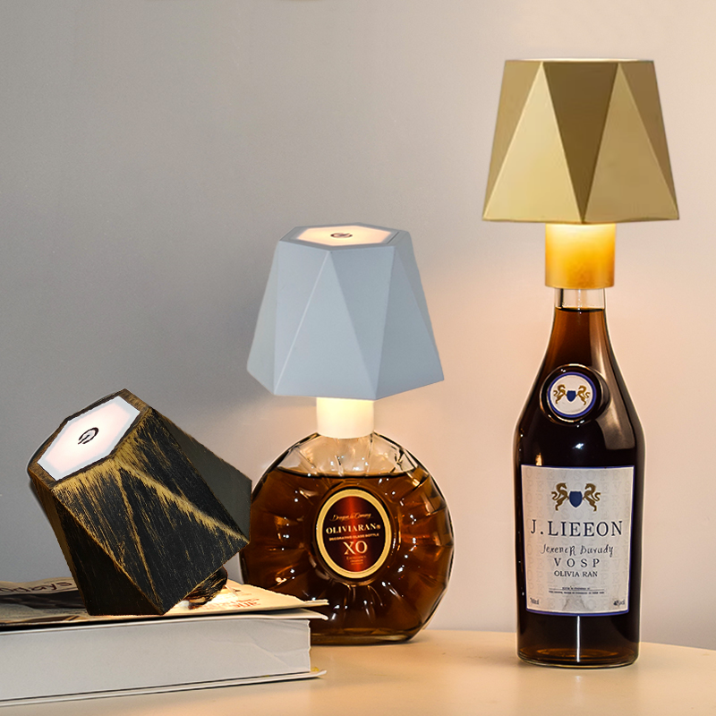 Wijnfles LED draadloze tafellamp 3-kleuren Traploos dimbaar USB oplaadbaar Eettafelverlichting Dranklamp Top touch
