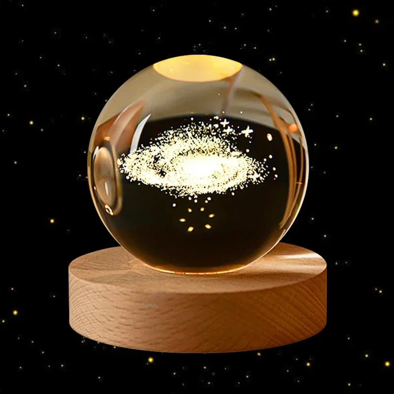 Bola de cristal 3D de 6cm, bola de cristal, Planeta Tierra, Base de madera, sistema Solar, astronomía de galaxia, de cumpleaños, decoración de escritorio para el hogar: Azul marino