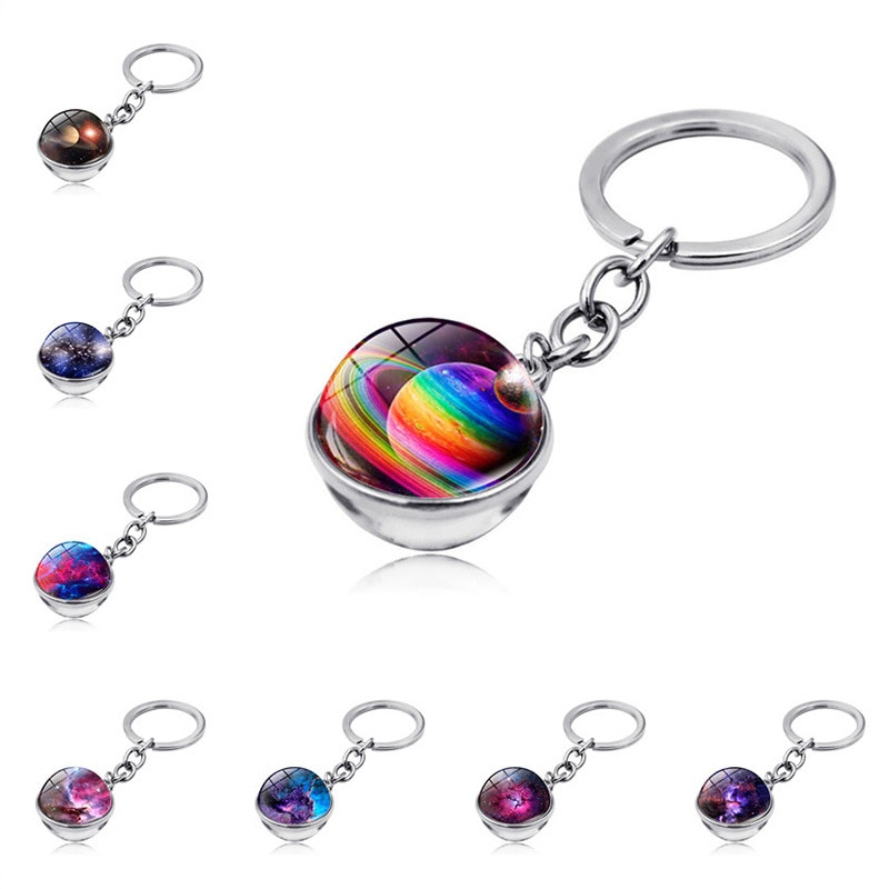 Moto Keychain Key Ring Chain Glass Ball Keyring Solar System For Friend Auto Accessorie Motorcycle Keychain Keys Holder