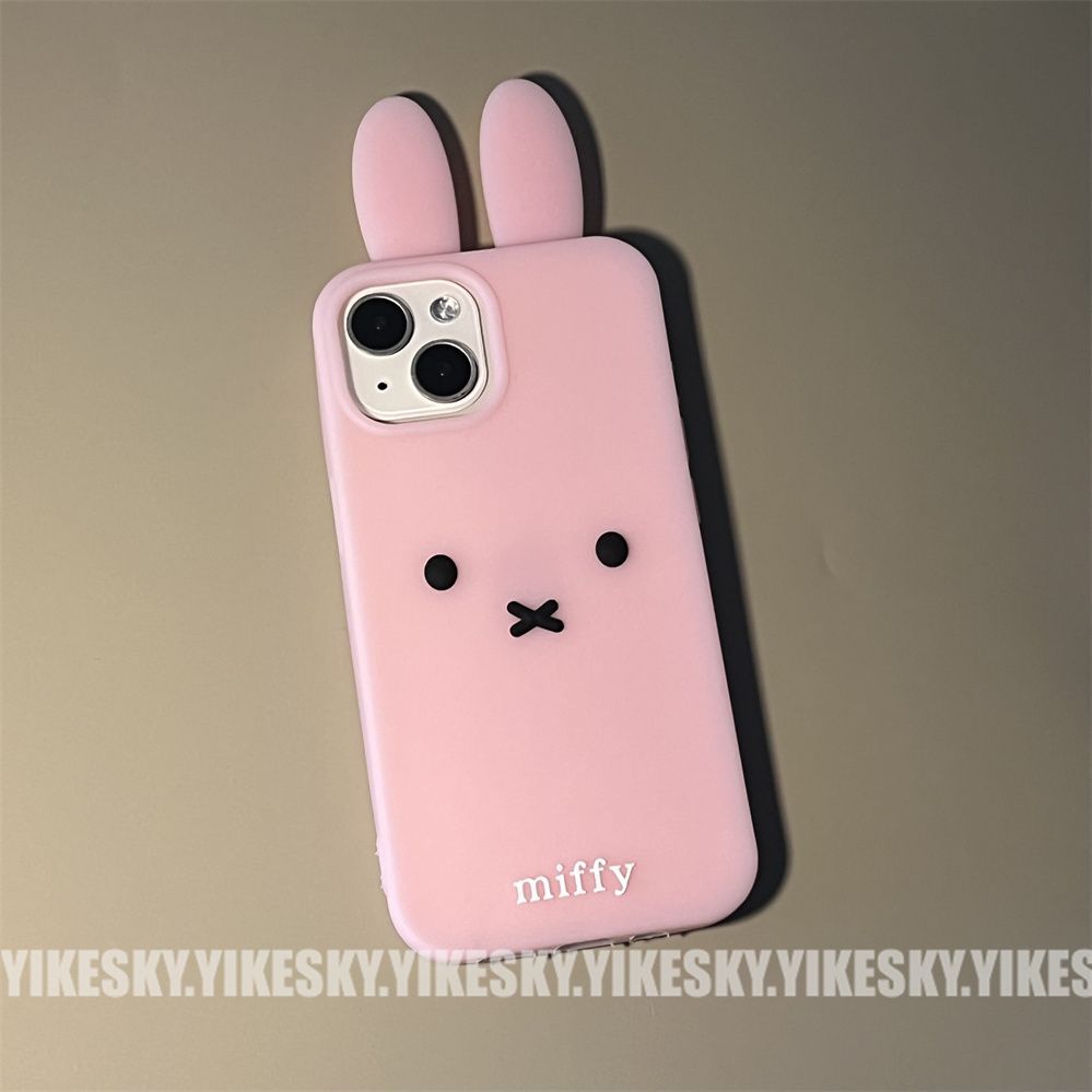Kawaii Miffy Iphone 11/12/13/14/15/16ProMax coque de téléphone en Silicone mignon Anti-chute Simple tout-enveloppe coque souple jouet de noël: Orange / 12 "