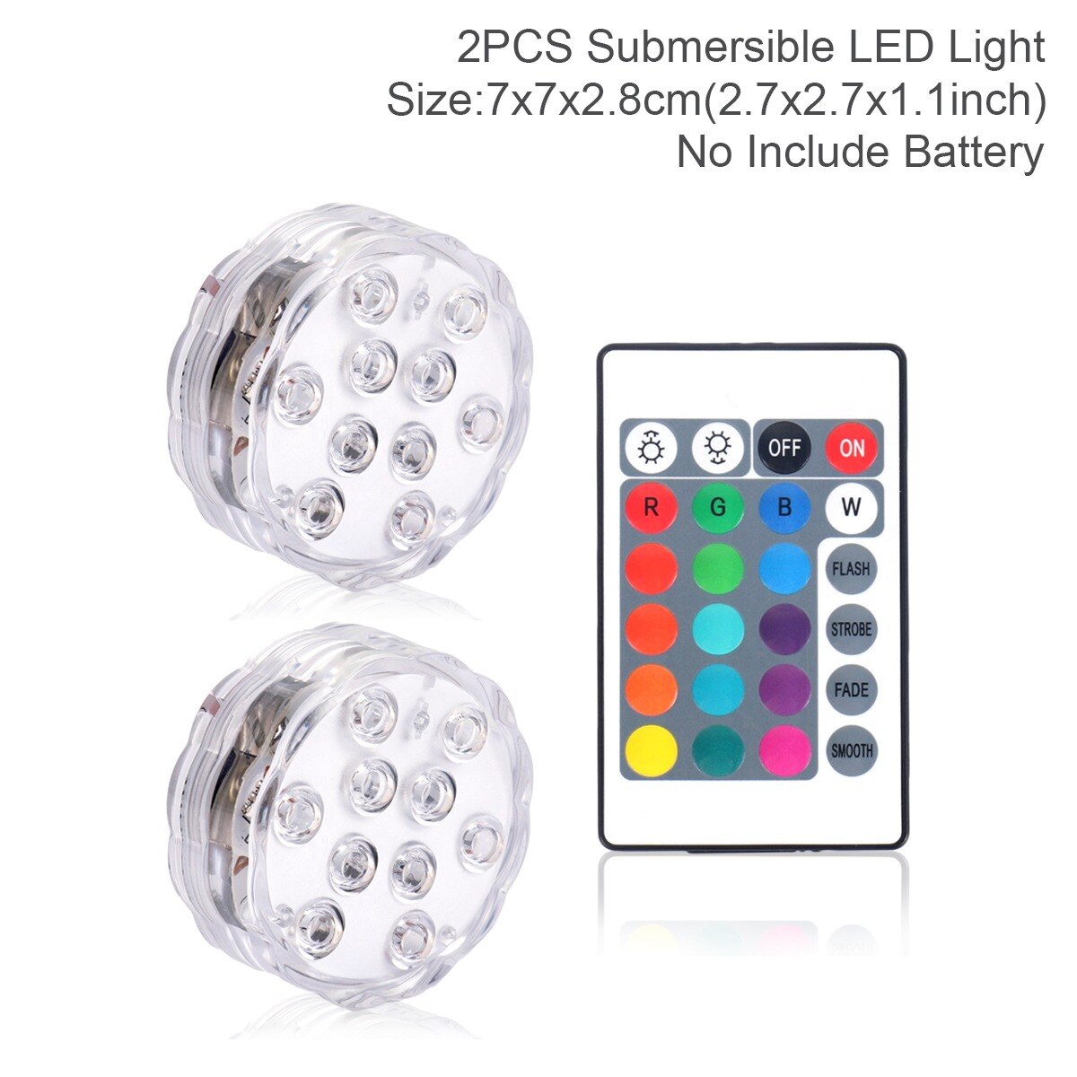 10 Led Remote Controlled Rgb Submersible Licht Waterdicht Vissen Onderwater Lamp Outdoor Zwembad Vijver Verlichting: 2 Lights
