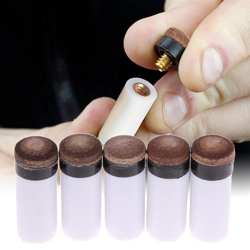 5Pcs 13mm Screw On Cue Tips For Billiard Pool Cue Stick and Snooker Cue Replacement Parts Stick Repair Tool Sports