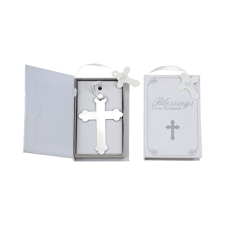10 pcs Silver Cross Bookmark in Book Religious Party Giveaway For Guest Boys Girls First Communion Souvenir