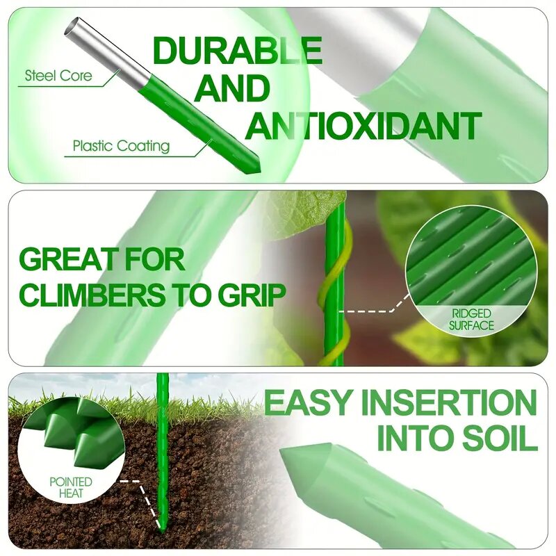 Estacas de soporte multiusos para plantas, enrejados duraderos de verduras y vid para tomates, pepinos y uvas, paquete de 20
