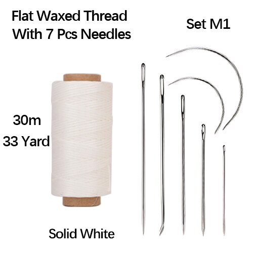 Fil plat ciré en Polyester, rouleau de 30m, 0.8mm, 150D, ligne de couture pour cuir, couture à la main, cordon, accessoires d&#39;outils de bricolage: Set M1
