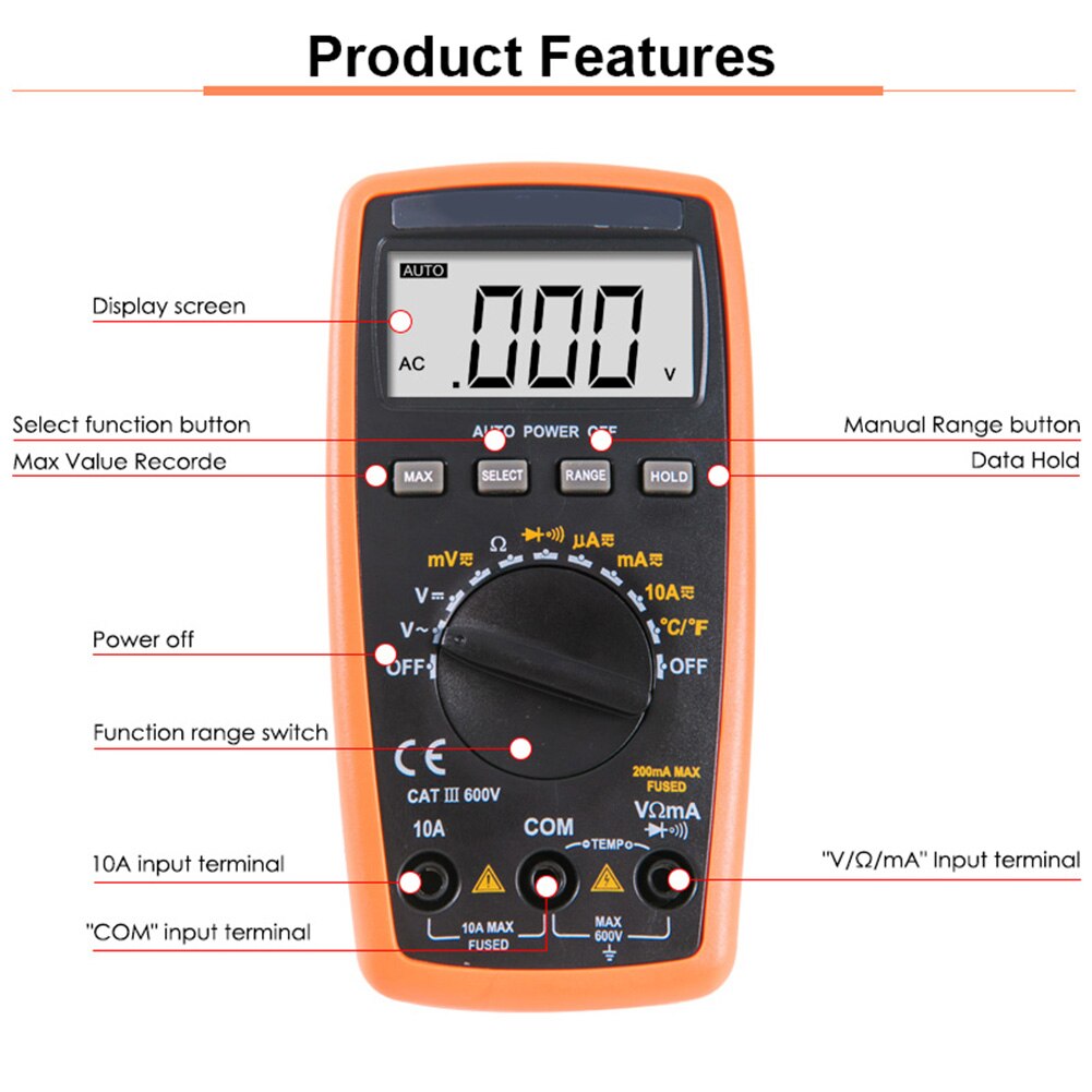 81B Mini Digitale Multimeter Auto Range Meet Weerstand Stroom Spanning Temperatuur Pocket Ampèremeter Jhp-Best