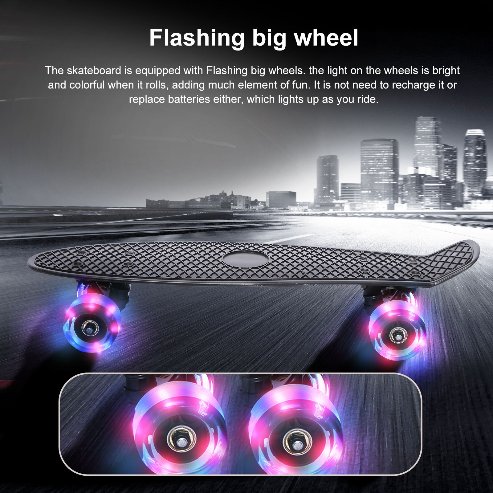 Vis Board Mini Cruiser Skateboard Kinderen Scooter Longboard Skate Boards Retro Board Wiel Truck Lagers Knipperende Grote Wiel