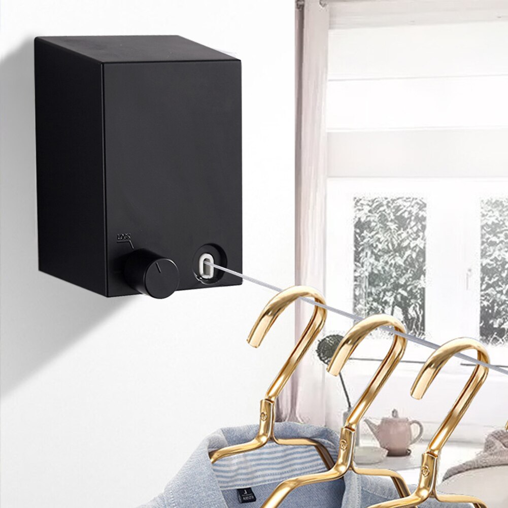 Indoor Outdoor Retractable Rope Laundry Clothes Line 13.8ft Automatic Wall Hanging Stretch Washing Invisible Line Mounted Drying