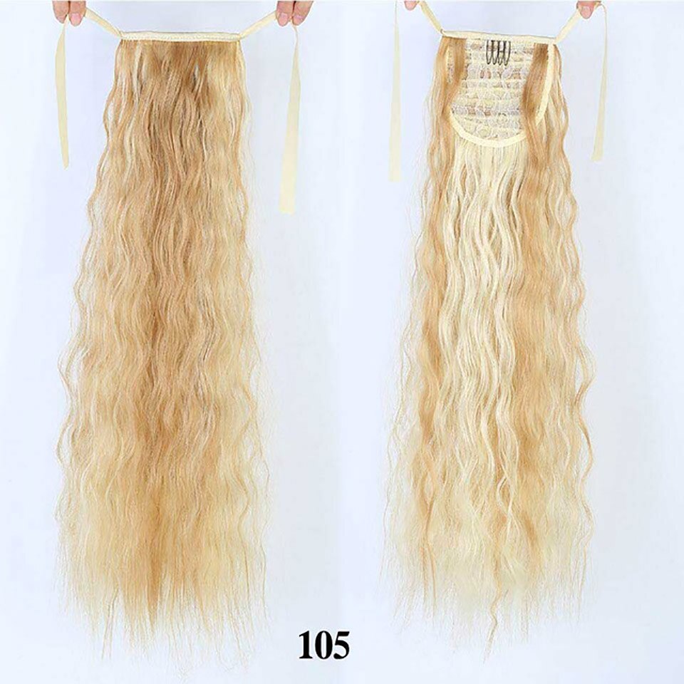 Talang lang corn culry sort hestehale til kvinder varmebestandig syntetisk snøre lang hestehale klips i hair extensions: 105 / 22 inches