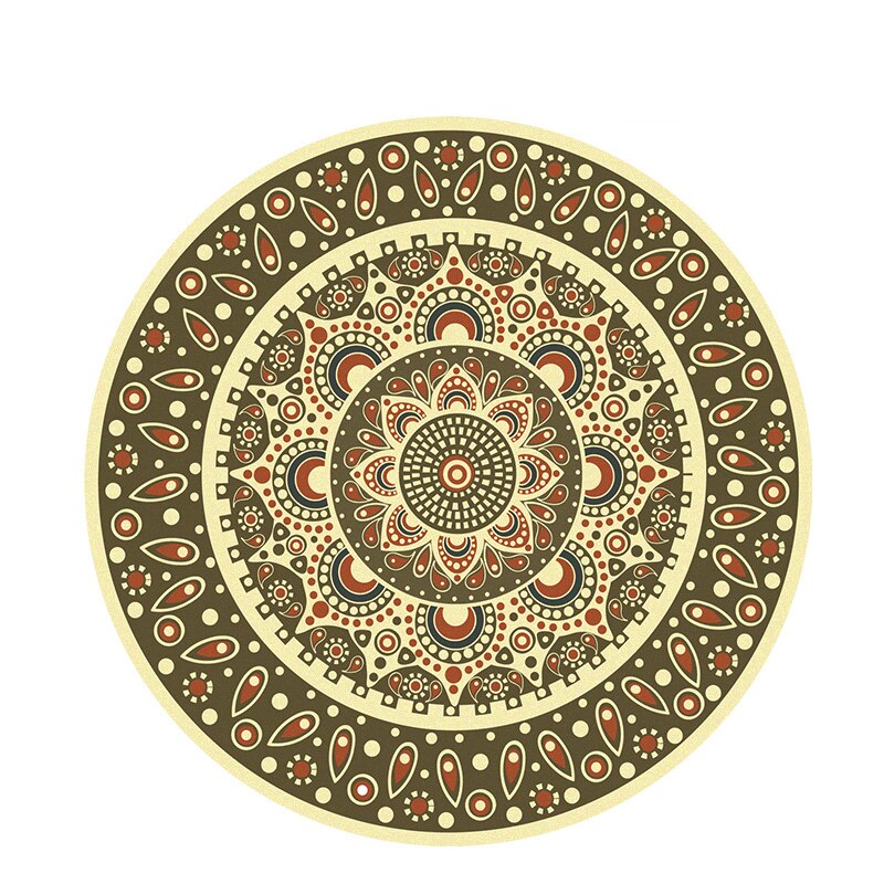 Foldable Round Yoga Mat Meditation Mats Female Natural Rubber non-Slip Thin Carpet Home: Gold