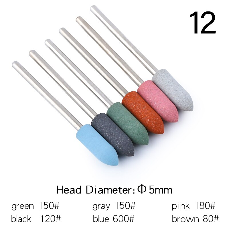 6Pcs Rubber Silicon Nail Boren Set Frezen Voor Manicure Pedicure Elektrische Polijstmachine Sterke Nagel Boormachine Gereedschap: 12