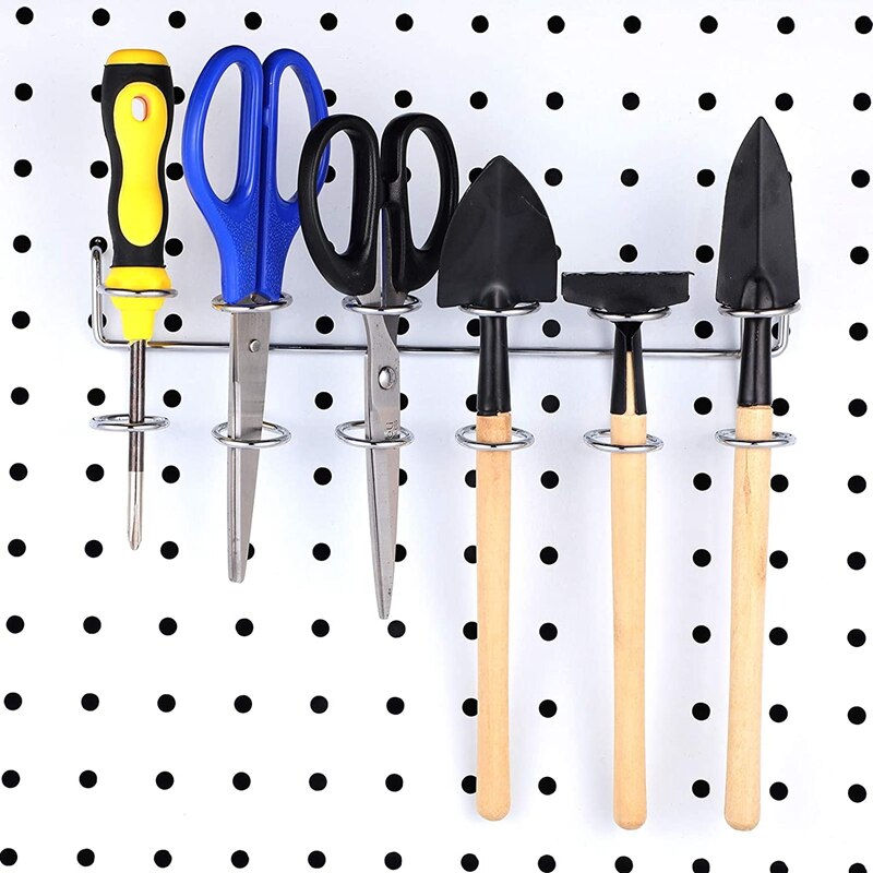Pegboard Screwdriver Holders Pegboard Accessories Multi-Ring Tool Holders Multi-Tool Organizer Racks Silver,2 Pcs