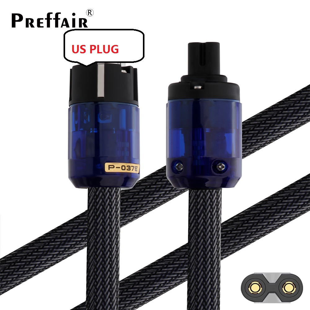 C7 HiFi Power Cable, Figure 8 Audiophile Power Cord, EU US AC Mains Cord with Pure Copper Conductor and Power Plug: GRAY / <=0.5m