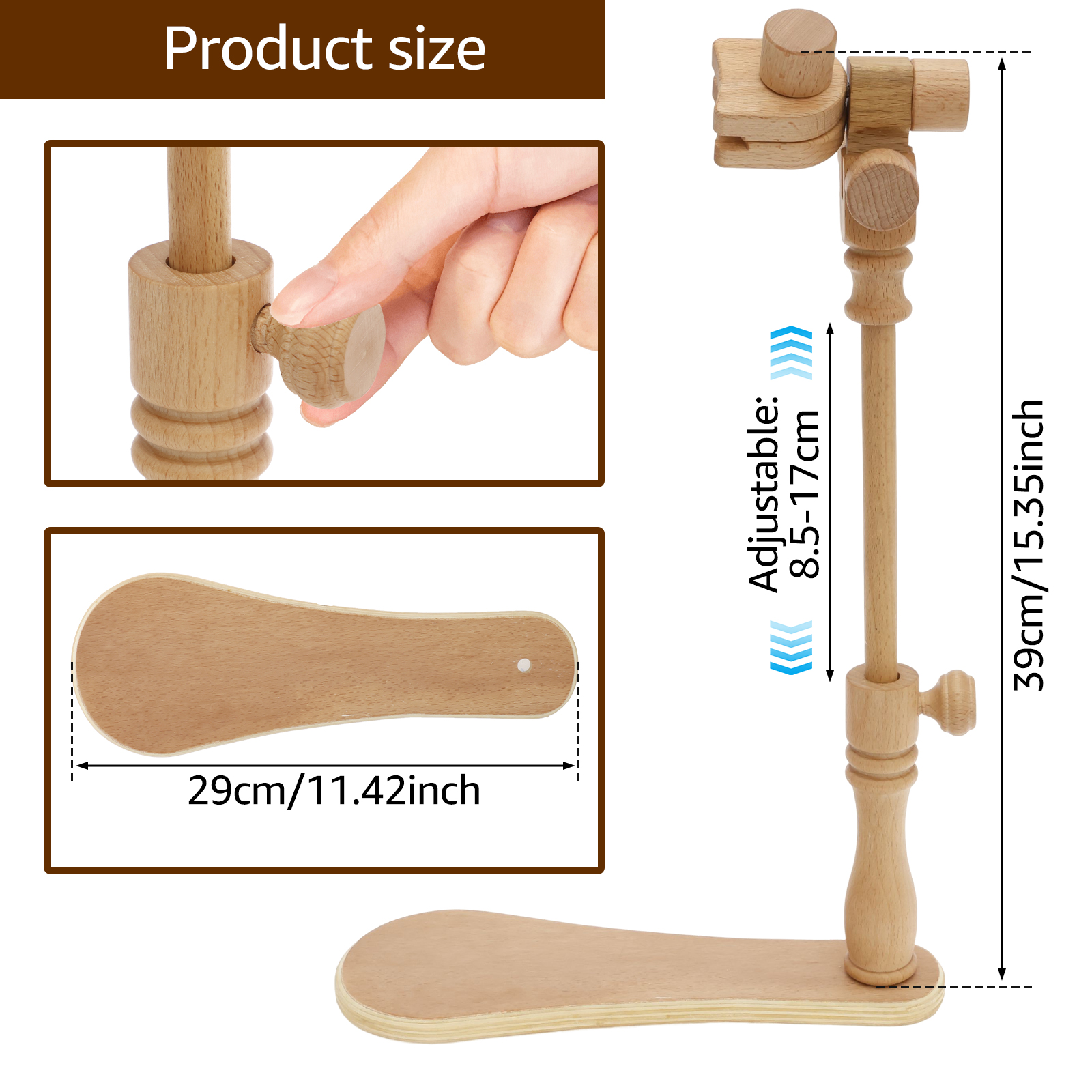 Stojak na obręcze robić haftu Regulowany stojak na ściegi krzyżykowe Wszechstronny uchwyt z drewna bukowego Obrotowy uchwyt na obręcze Narzędzie robić haftowania