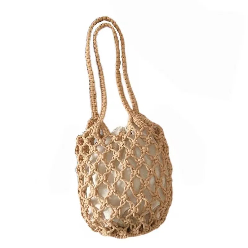 Sommer Strand tasche für Frauen Gittergewebe Seil gestrickt Eimer Umhängetaschen retikulieren hohle Reise Käufer Totes Damenmode Handtasche: Blau