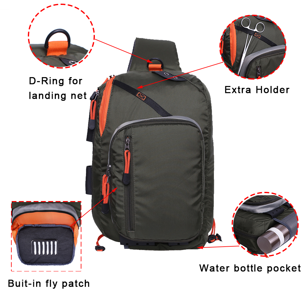 Kylebooker Fly Fishing Sling BackPack Fishing Tackle Storage Chest Pack Shoulder Bag for Fresh or Saltwater Fishing