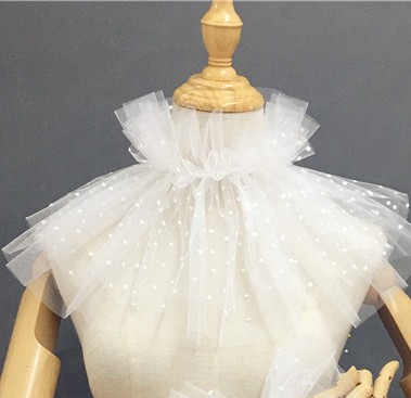 Écharpe portefeuille noire rétro gothique pour femmes, robe blanche à col haut, veste châle en Tulle doux, cape boléro avec manches détachables,: Neck White